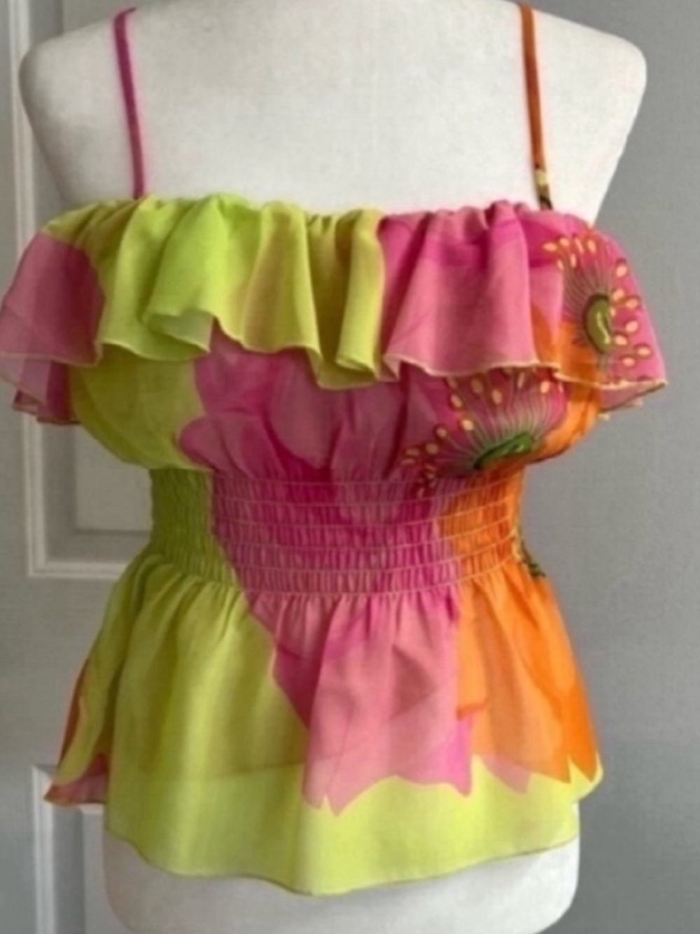 Trina Turk Raspberry/Lime Camisole Size S